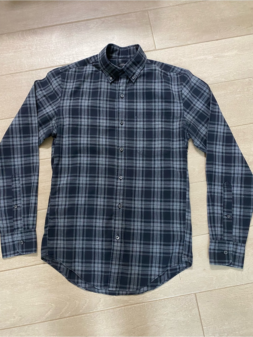 J. Crew Black and Gray Plaid Button-Down Shirt